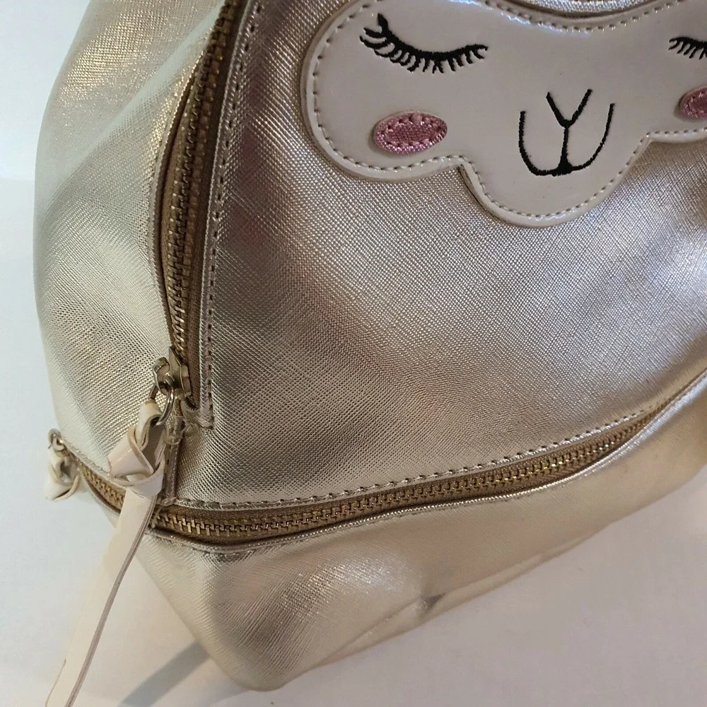 Under One Sky Gold‎ Lamb Backpack 8x9 Cute Girls Bag Sheep Animal School Sparkle